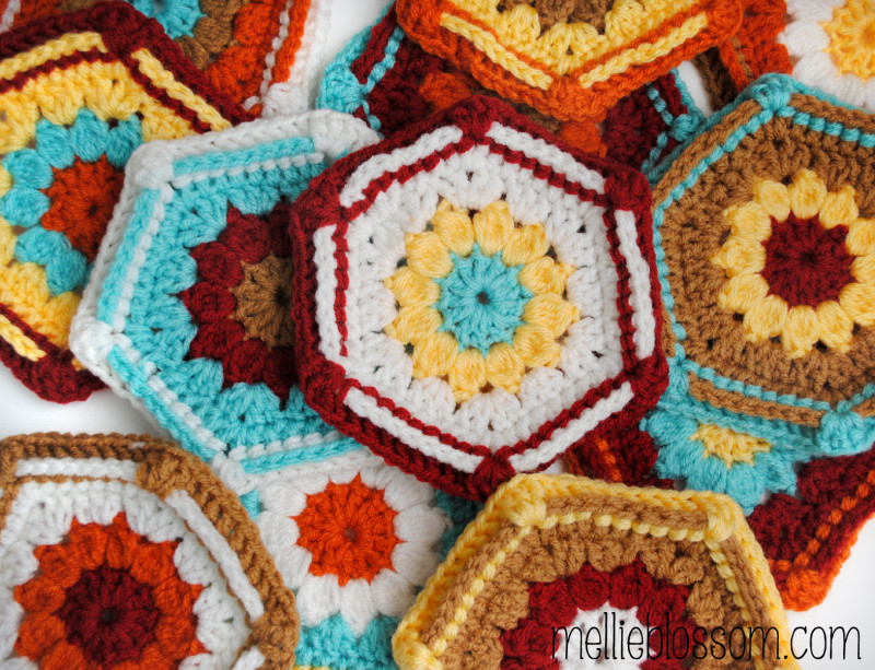 WIP Crochet Hexagons mellie blossom